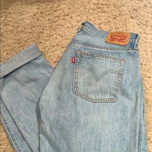 Levi’s 501 tapered light wash jeans